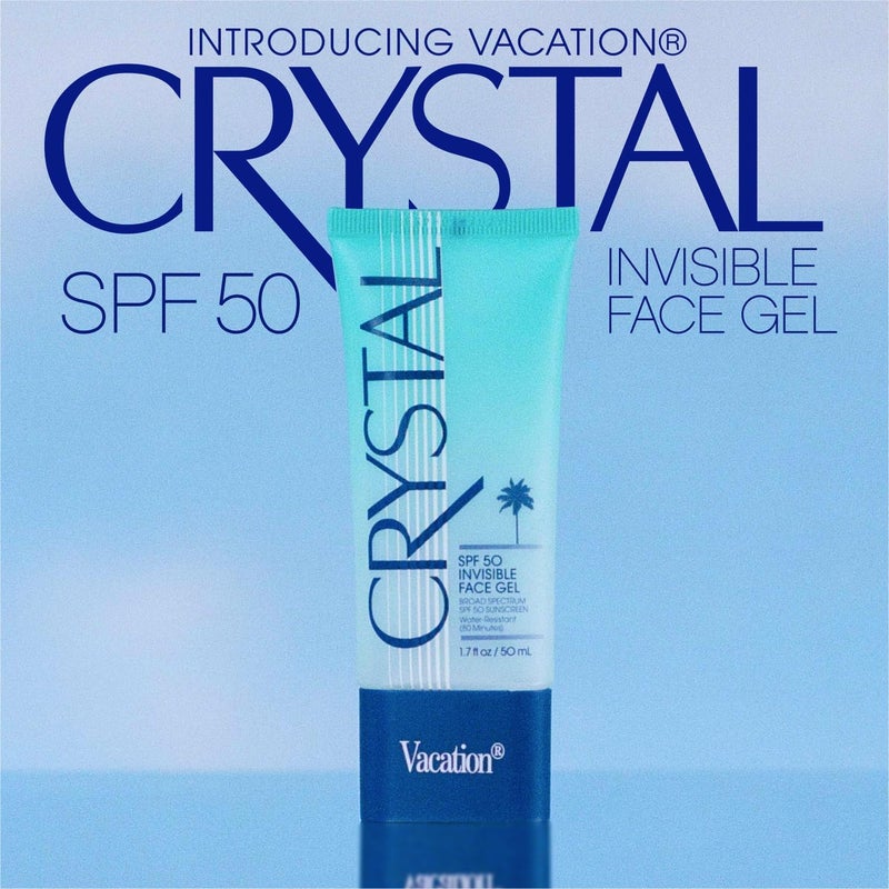 Vacation Crystal SPF 50 Face Gel, Clear Sunscreen, Hydrating & Nourishing, Water-Resistant, Fragrance-Free, Travel Size, 1.7 Fl. Oz. - Image 2
