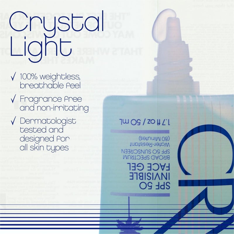 Vacation Crystal SPF 50 Face Gel, Clear Sunscreen, Hydrating & Nourishing, Water-Resistant, Fragrance-Free, Travel Size, 1.7 Fl. Oz. - Image 4