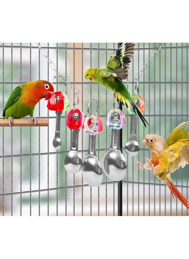Hyamass - Hyamass Bird Toys, Shiny Stainless Steel Spoon and Colorful Acrylic Rings Cage Toys, for Medium Large Macaws Parakeets Cockatoos Amazon Conures Budgie Lovebirds Finches African Grey Parrot - Image 1