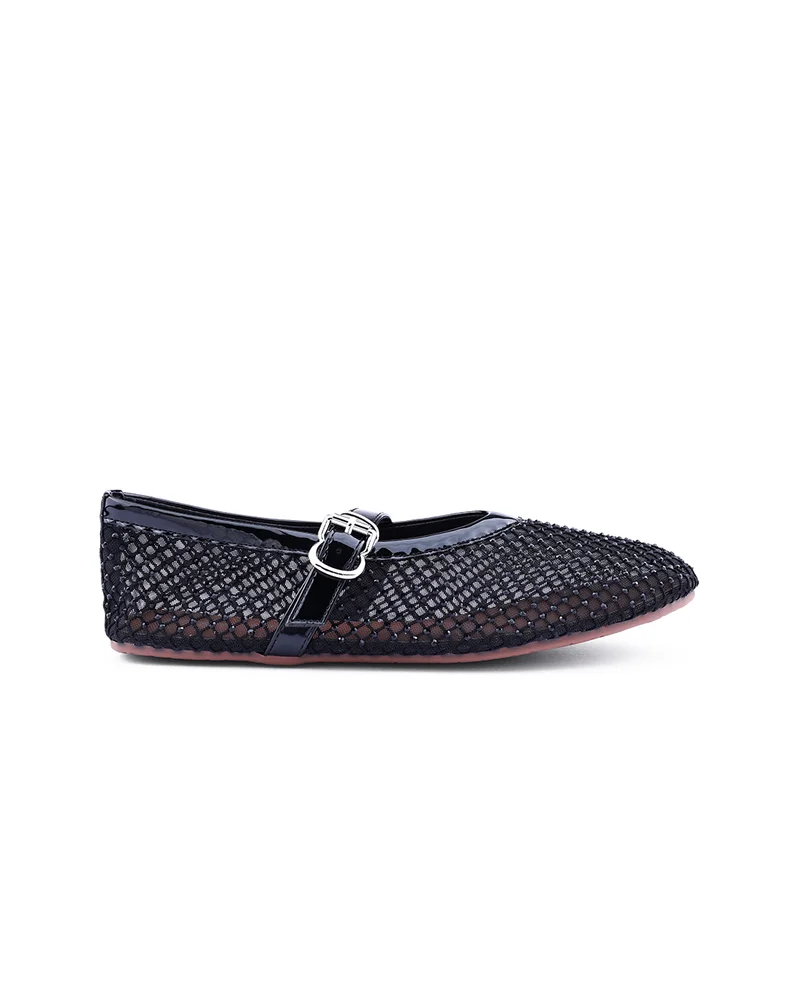 كابلي Womens open weave mesh pattered flat shoes