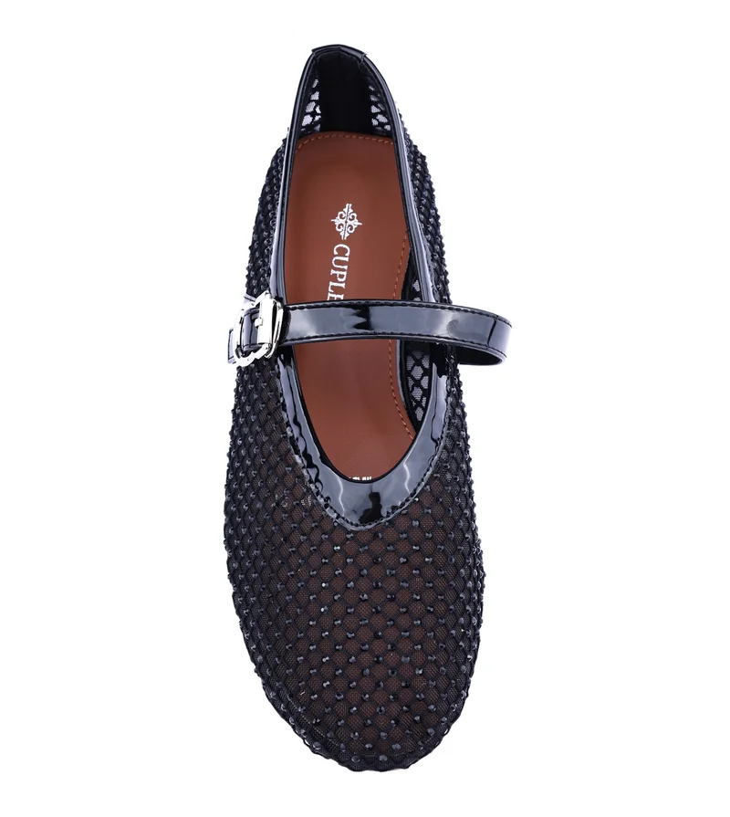 Cuple Womens open weave mesh pattered flat shoes