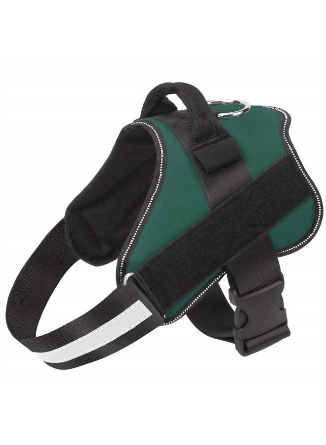 Dog Harness, No-Pull Reflective Dog Vest, Breathable Adjustable Pet Harness with Handle for Outdoor Walking - No More Pulling, Tugging or Choking (Dark Green, L)