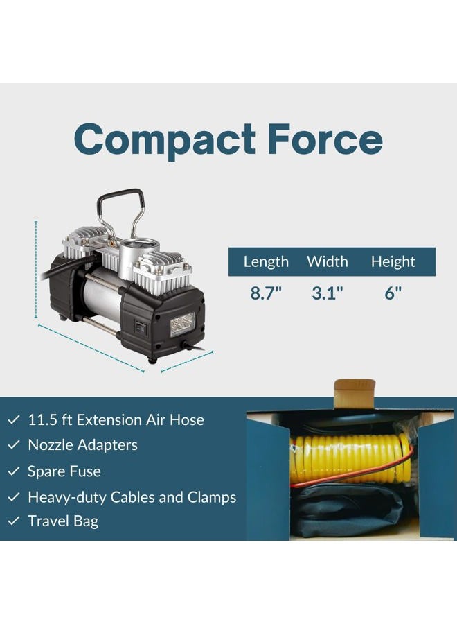 Asani Portable air Compressor for Car Tires, 12V DC Air Compressor tire inflator Pump, 150 PSI with Emergency LED Flashlight for Car, Motorcycles, Bicycles,Inflatables - Image 3