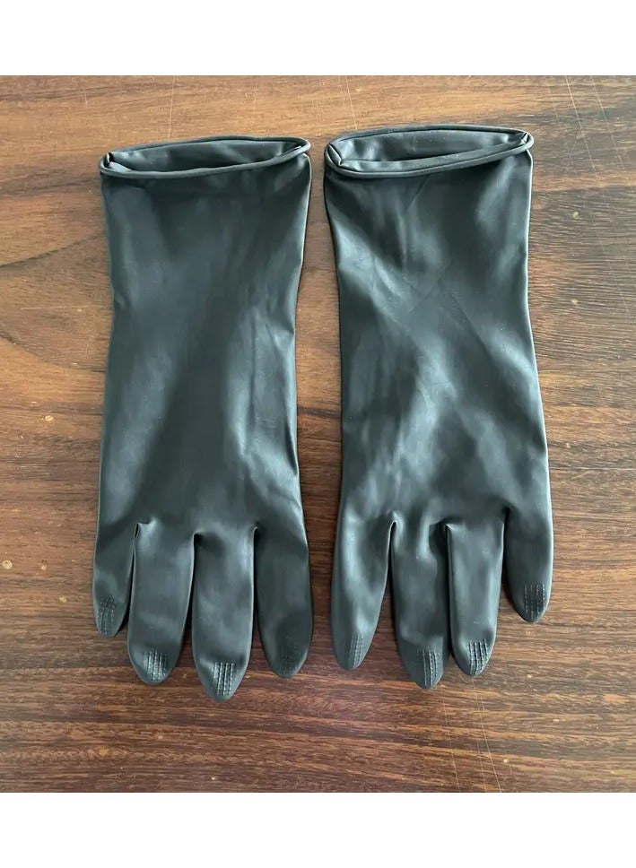 Ucanbe Professional Dark Green Latex Gloves, Thickened Durable Anti-Slip and Waterproof Gloves for Household Cleaning, Hair Perm and Dye Use, for Daily Hand Care - Image 1