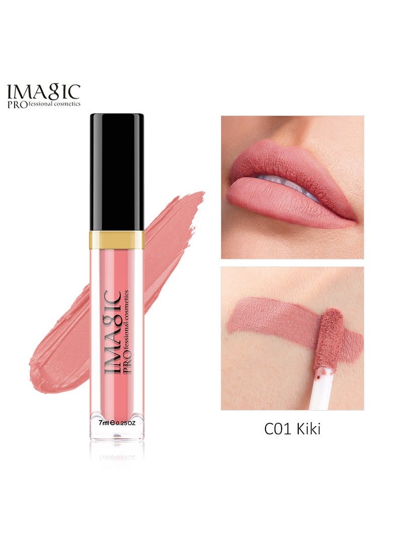إيماجيك ملمع الشفاه IMAGIC Velvet | 12 لونًا نابضًا بالحياة | تركيبة تدوم طويلاً وذات تصبغ عالي | أداة وضع ناعمة لسهولة الاستخدام (C01 KIKI، 7 مل) - Image 1