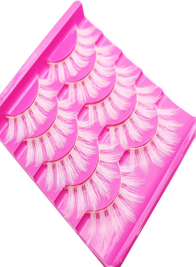 داودر رموش بيضاء صناعية للهالوين، رموش خفيفة بطول 18 مم، رموش مكياج للعيون، رموش لحفلات التنكر، رموش عيد الميلاد، 5 أزواج من DAODER (أبيض) - Image 4