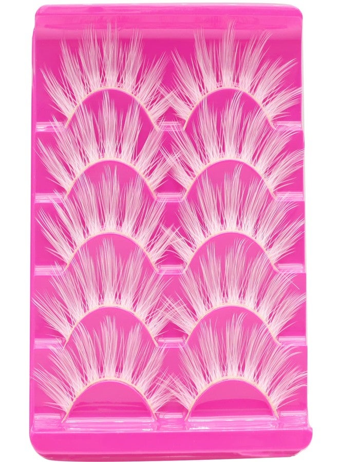 داودر رموش بيضاء صناعية للهالوين، رموش خفيفة بطول 18 مم، رموش مكياج للعيون، رموش لحفلات التنكر، رموش عيد الميلاد، 5 أزواج من DAODER (أبيض) - Image 5