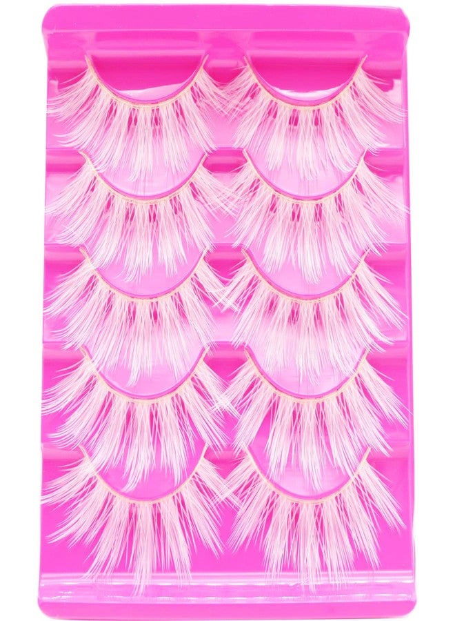 داودر رموش بيضاء صناعية للهالوين، رموش خفيفة بطول 18 مم، رموش مكياج للعيون، رموش لحفلات التنكر، رموش عيد الميلاد، 5 أزواج من DAODER (أبيض) - Image 1