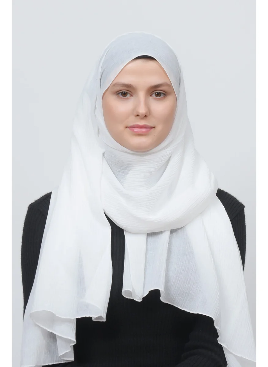 التوبة Women's Practical Wrinkled Crinkle Mira Hijab Shawl - Ecru