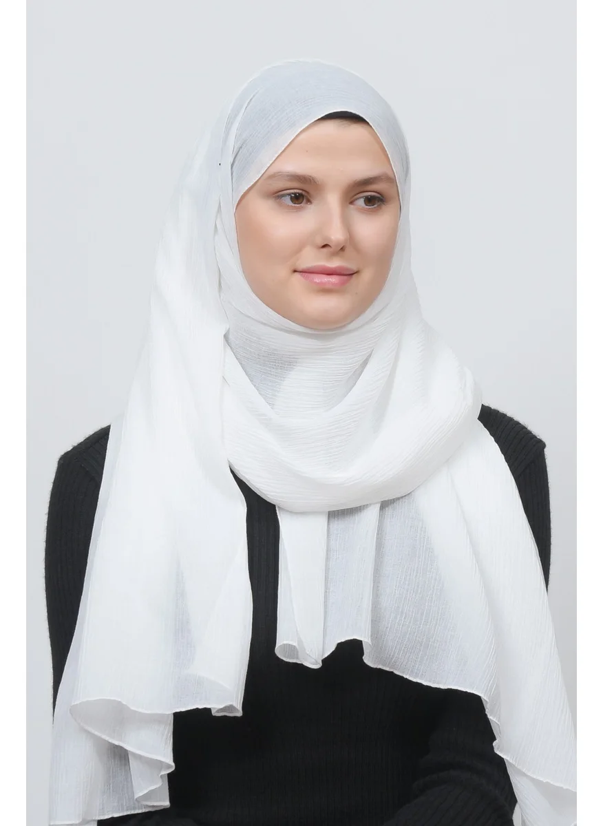 التوبة Women's Practical Wrinkled Crinkle Mira Hijab Shawl - Ecru