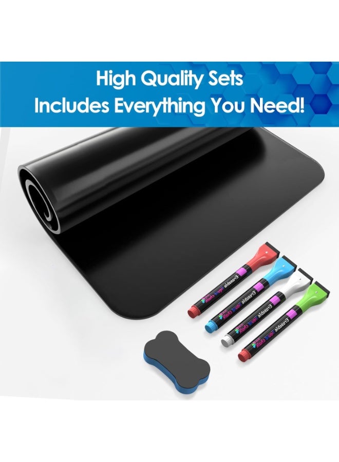 نيمبوت A3 لوح مغناطيسي اسود قابل للمسح الجاف للثلاجة،29.7*42cm لوح ابيض مغناطيسي للثلاجة مقاس للمطبخ، قائمة تسوق الثلاجة لمخطط العائلة وقائمة البقالة، 4 اقلام طباشير - Image 5