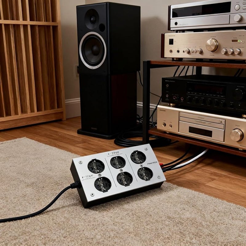 منظم طاقة صناعي 6 منافذ 110 فولت مع فلتر مخصص لمعدات الصوت عالية الجودة، مزود بفلتر ضوضاء تردد الراديو - Image 3