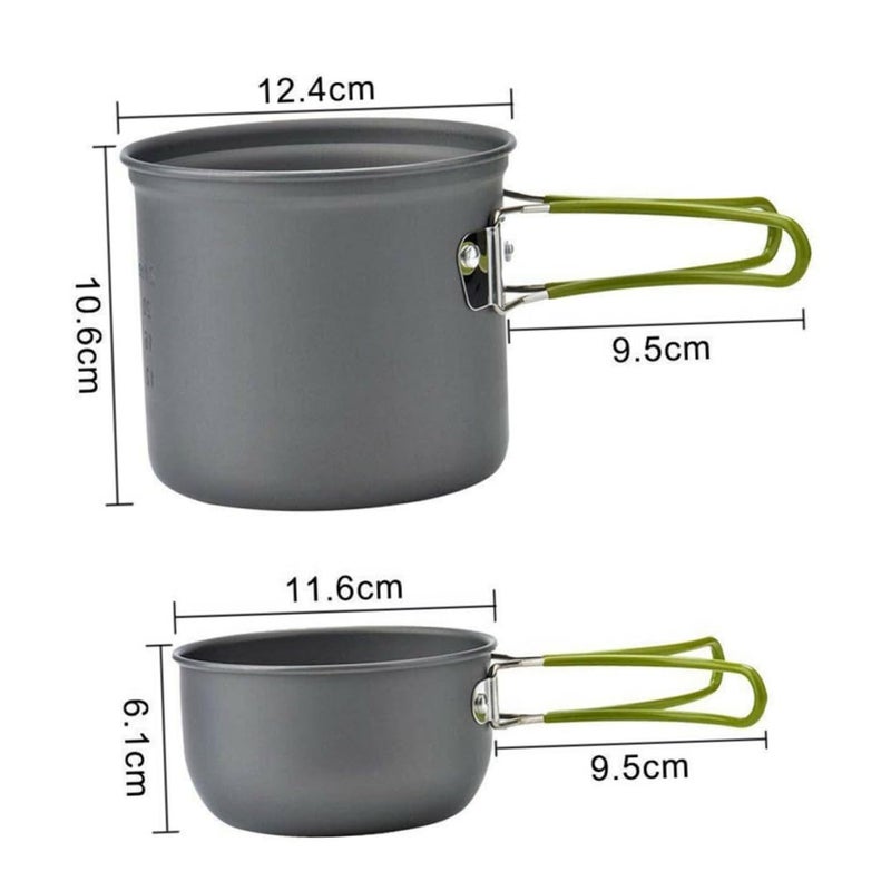 Lightweight Aluminum Camping Cookware Set Non Stick Pan Teapot For 1 2 People - Image 3