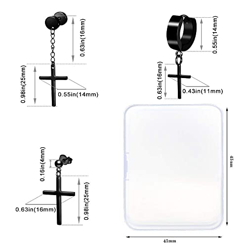 ONESING 15 Pairs Earrings for Men Black Stud Earrings Mens Earrings Stainless Steel Stud Earrings Set for Men Women Jewelry Piercing Hoop Earrings - Image 4