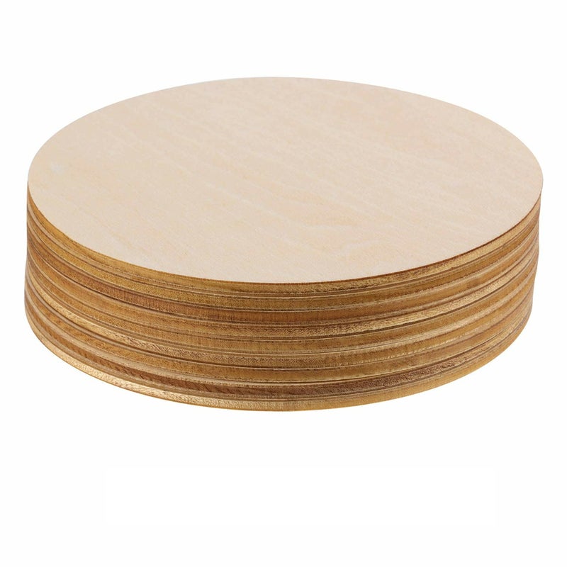 Mini Leaves Unfinished Wood Circle Round Pine Wood Pieces Blank Round Wooden Cutouts for DIY Craft Project, Decoration, Laser Engraving Carving, 2.7 MM Thickness (4 Inch Diameter, 24 Pieces) - Image 1