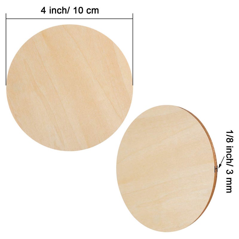 Mini Leaves Unfinished Wood Circle Round Pine Wood Pieces Blank Round Wooden Cutouts for DIY Craft Project, Decoration, Laser Engraving Carving, 2.7 MM Thickness (4 Inch Diameter, 24 Pieces) - Image 3