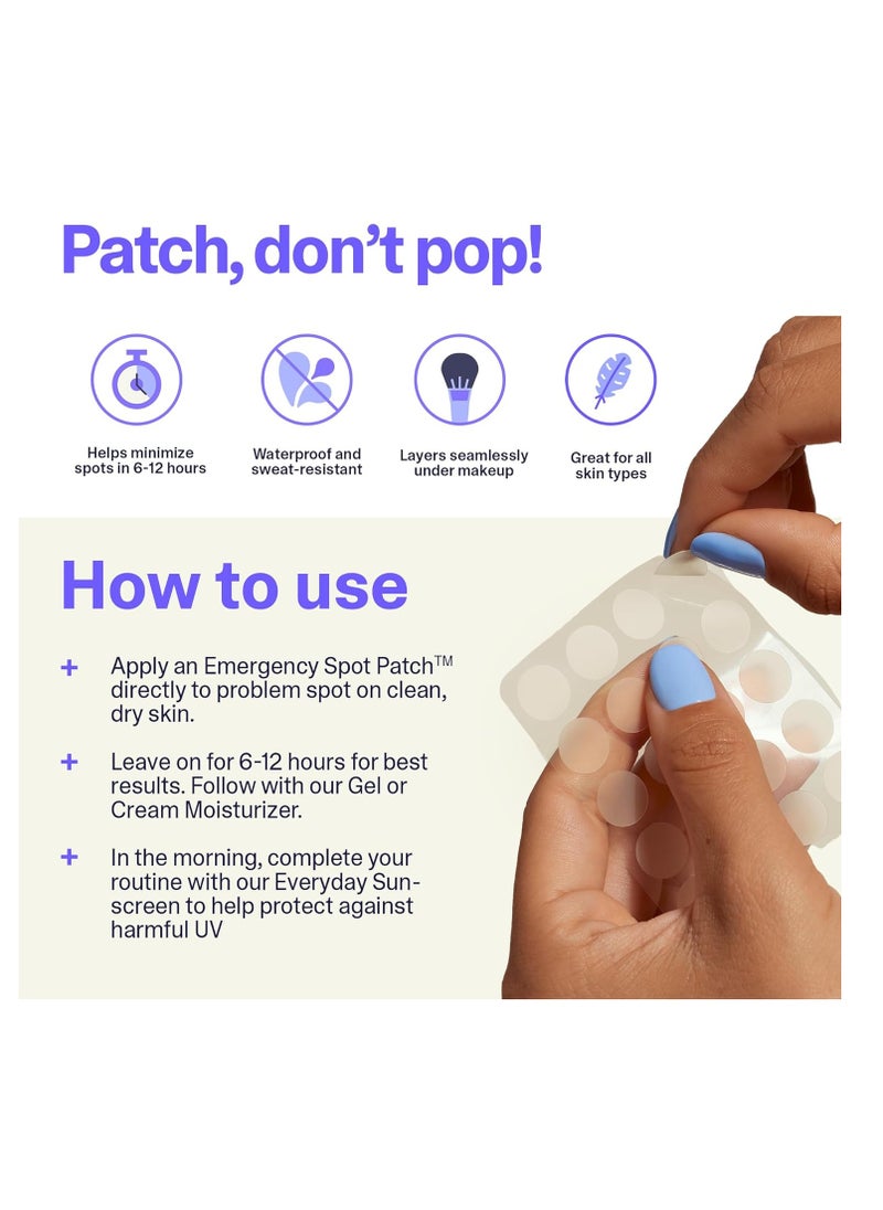 Curology - Curology Emergency Spot Patch, Hydrocolloid Pimple Patches for Face, Fast-Acting Support, Spot Concealing and Oil Absorbing, 40 Count - Image 1