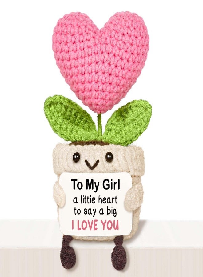AceThrills Crochet Pink Heart Plant Gift (Teacher) - Image 1