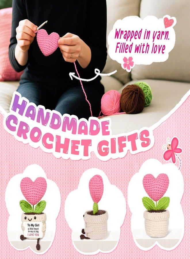 AceThrills Crochet Pink Heart Plant Gift (Teacher) - Image 3