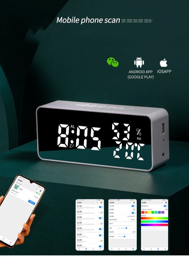 NIBEMINENT Creative Smart APP Alarm Clock Countdown Recording Color Change Clock LED Digital Temperature and Humidity Clock - Image 3