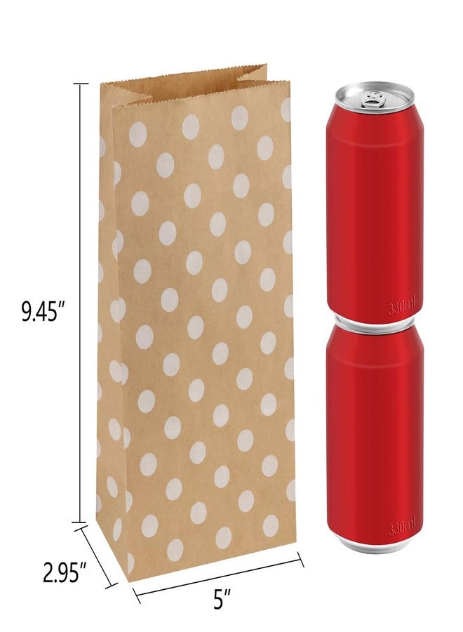 BagDream Paper Lunch Bags 4lb 100Pcs Kraft Brown Snack Bags Bulk, for Craft, Lunch, Bread, Sandwich, Candy, Treats, 5x2.95x9.45 Inches Recyclable Brown Small Paper Sacks White Dot - Image 2