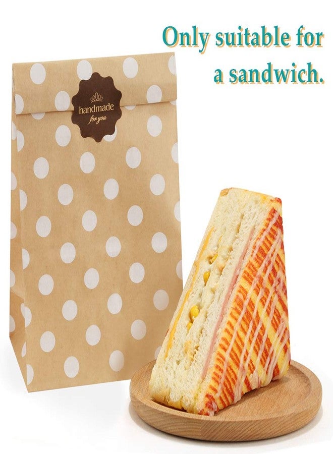 BagDream Paper Lunch Bags 4lb 100Pcs Kraft Brown Snack Bags Bulk, for Craft, Lunch, Bread, Sandwich, Candy, Treats, 5x2.95x9.45 Inches Recyclable Brown Small Paper Sacks White Dot - Image 3