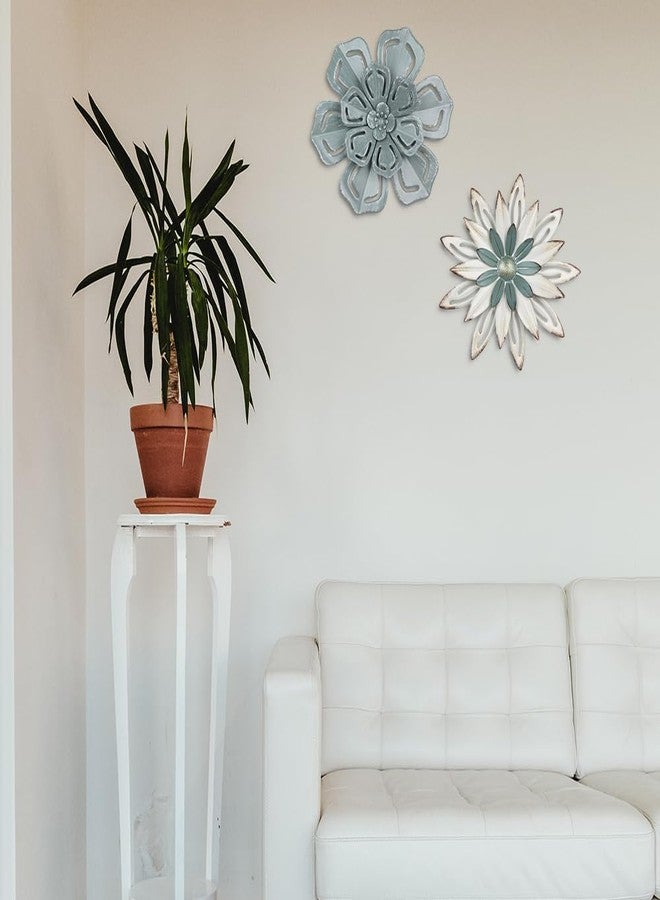 hogardeck Metal Flower Wall Decor, 2 PCS 11" Metal Farmhouse Wall Decor, Floral Metal Wall Art for Indoor Outdoor, Boho Wall Decor for Bathroom, Living Room, Kitchen, Bedroom, Porch, Garden, Yard - Image 4