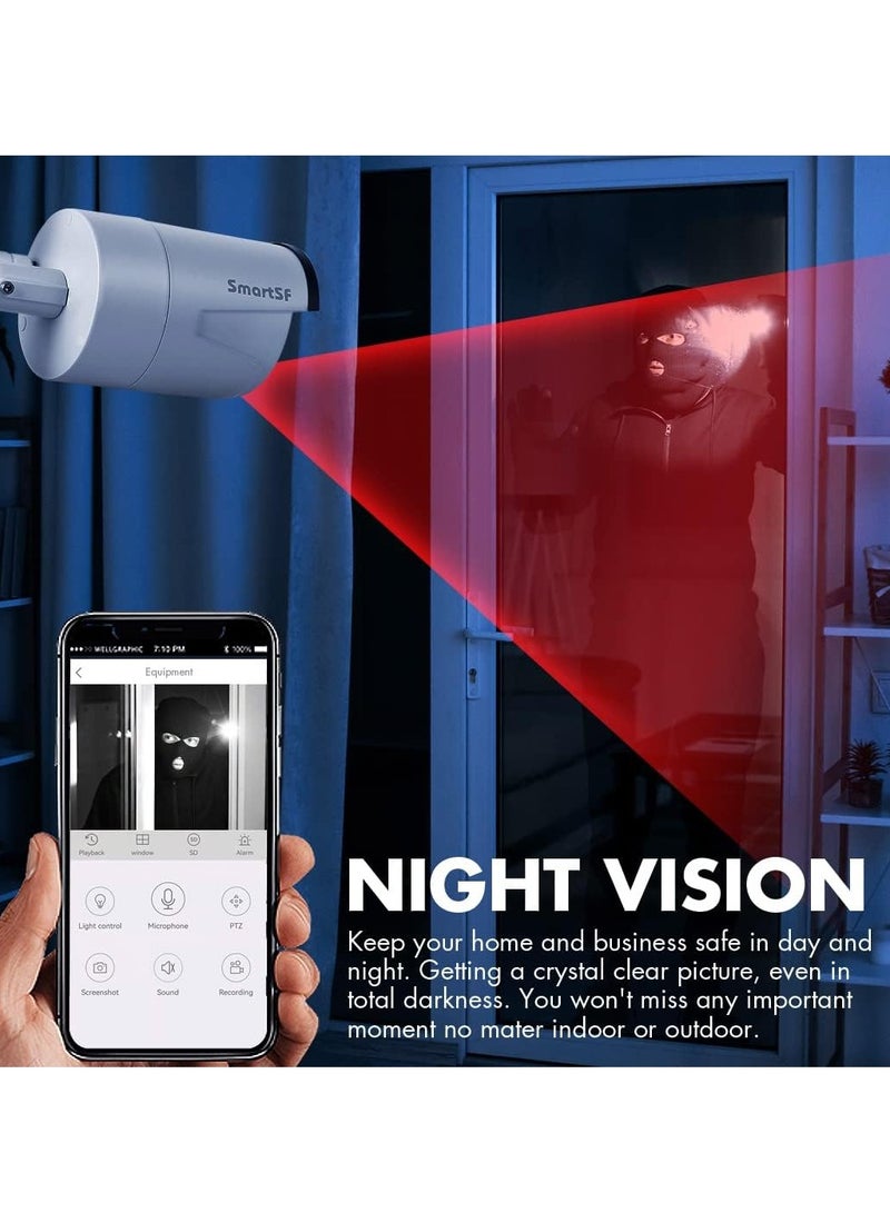 مجموعة مراقبة ان في ار واي فاي 1080 بيكسل من اني مع قرص صلب 1 تيرا، نظام كاميرا مراقبة لاسلكية سي سي تي في، (4) 2.0 ميجابيكسل 1080 بيكسل مقاومة للعوامل الجوية لاسلكية للاستخدام الداخلي والخارجي - Image 3