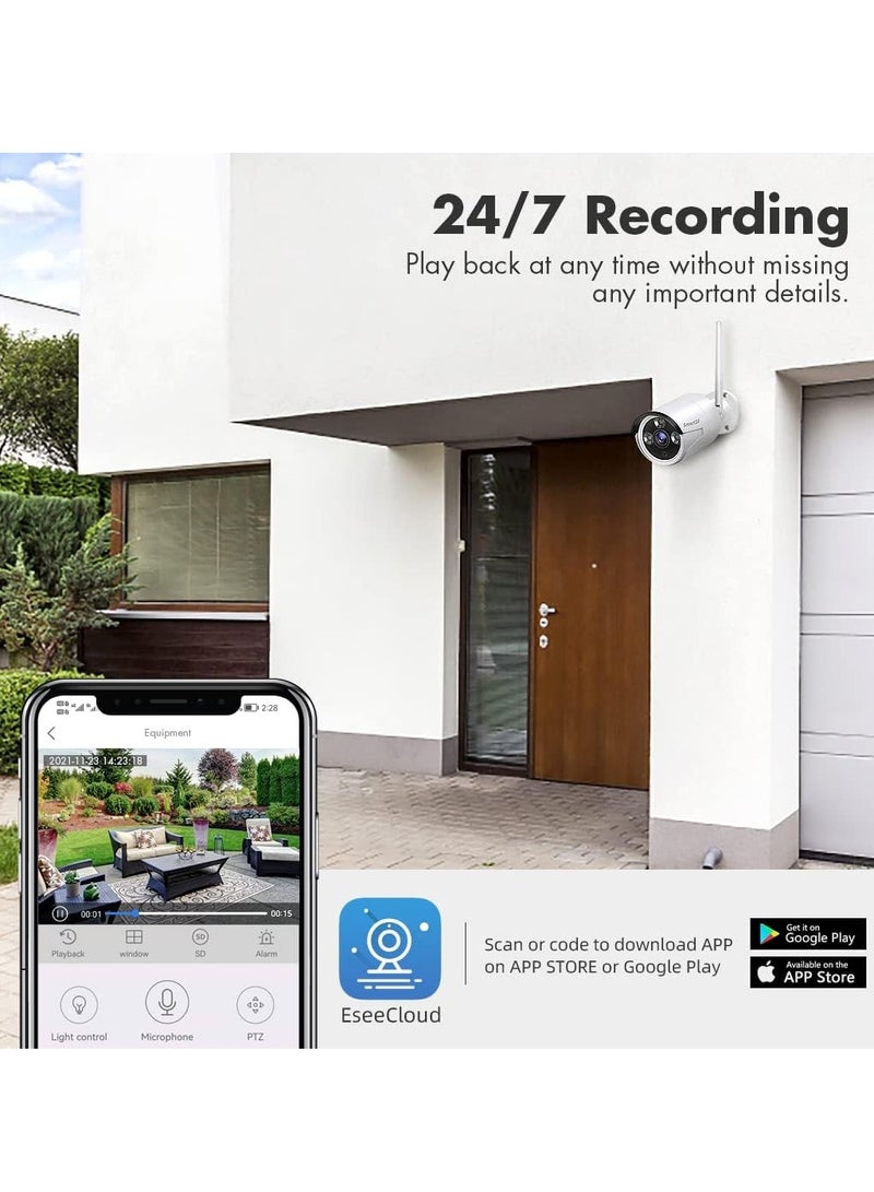 مجموعة مراقبة ان في ار واي فاي 1080 بيكسل من اني مع قرص صلب 1 تيرا، نظام كاميرا مراقبة لاسلكية سي سي تي في، (4) 2.0 ميجابيكسل 1080 بيكسل مقاومة للعوامل الجوية لاسلكية للاستخدام الداخلي والخارجي - Image 4