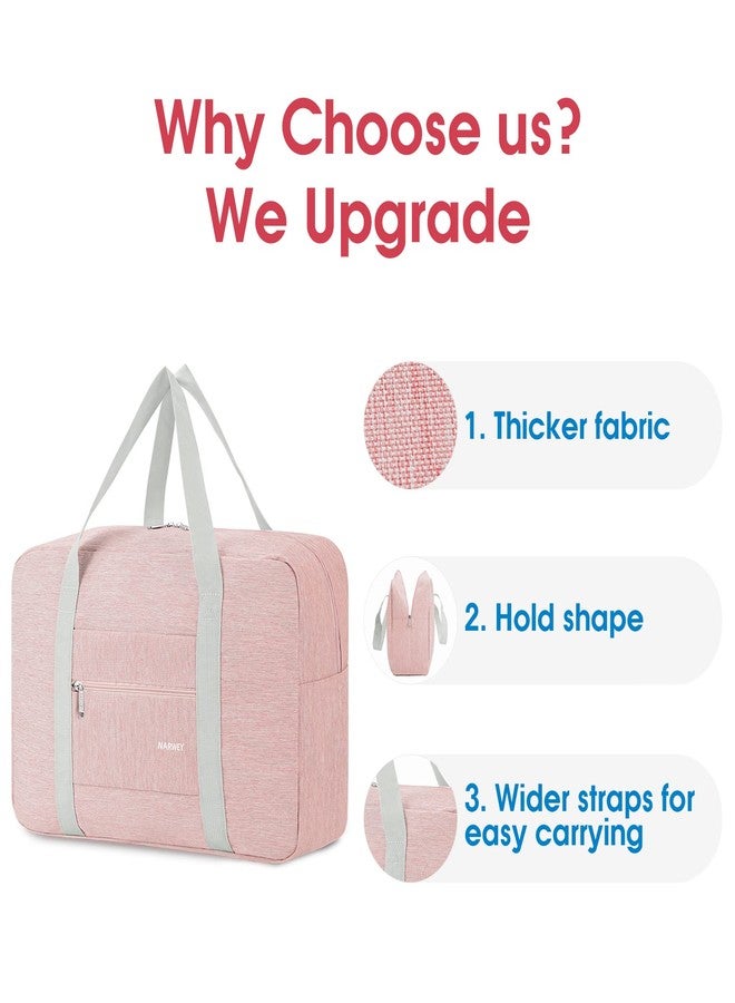Narwey For Spirit Airlines Foldable Travel Duffel Bag Tote Carry on Luggage Sport Duffle Weekender Overnight for Women and Girl, 1112-Thick Series Pink - Image 5