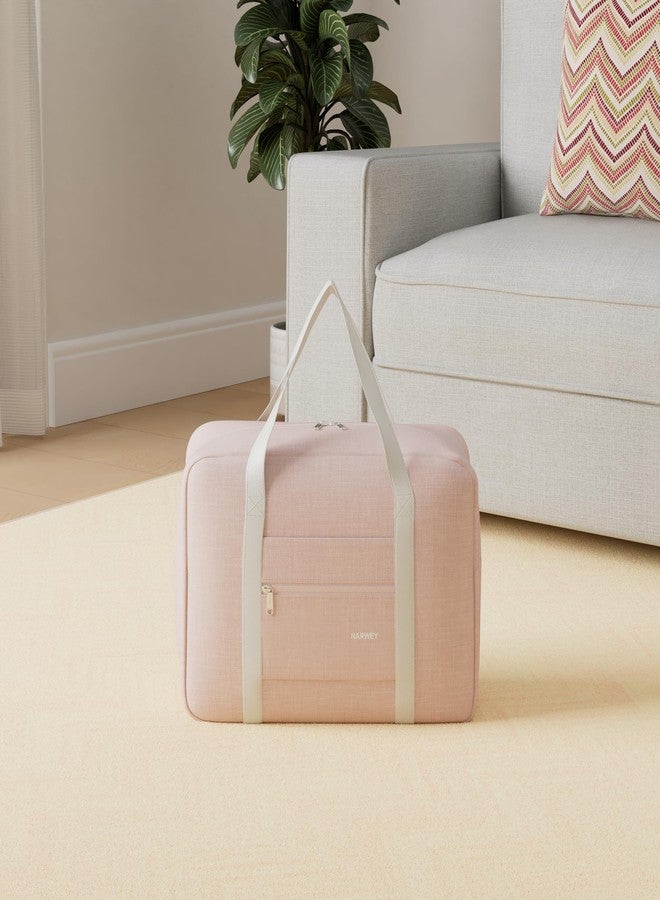 Narwey For Spirit Airlines Foldable Travel Duffel Bag Tote Carry on Luggage Sport Duffle Weekender Overnight for Women and Girl, 1112-Thick Series Pink - Image 2