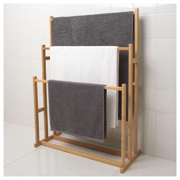 Multipurpose Rosewood Towel Racks for Bathroom Tier Free Standing Bathroom Towel Rack Towel Holder Stand for Blanket Rack Kitchen Corner Poolside Beach Next to Tub or Shower H12 