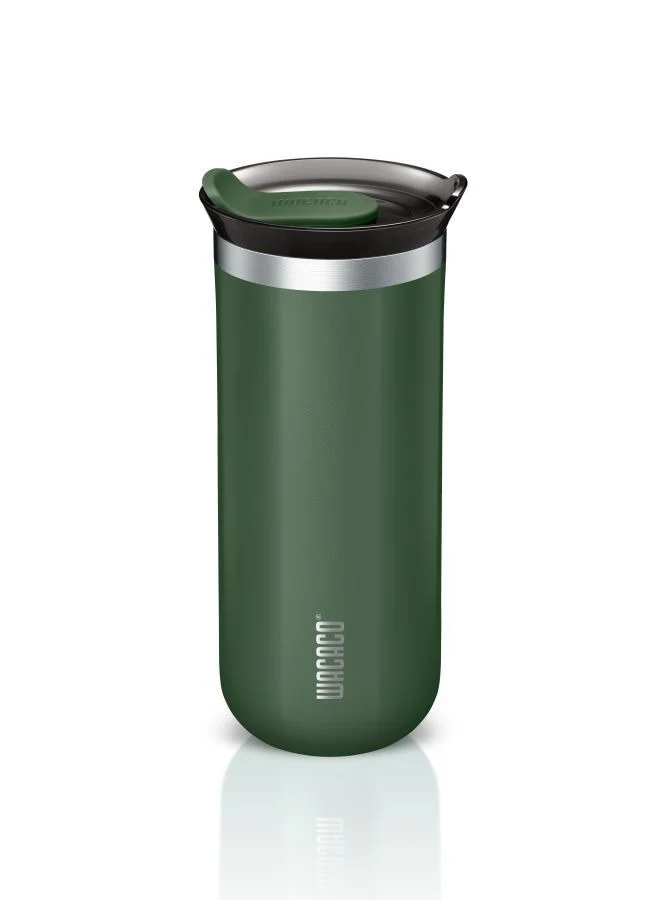 Wacaco Octaroma GRANDE Vacuum Insulated Mug (435ml) - Double Wall Stainless Steel Coffee Travel Tumbler w/ Leakproof Drinking Lid, Reusable, Washable, BPA-Free, Hot & Cold - Green
