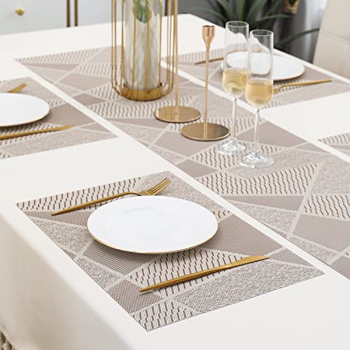 HOKIPO Pvc Placemats With Table Runner For Dining Table 4 Seater (Ar3004), Polyvinyl Chloride, piece 1, Beige - Image 4