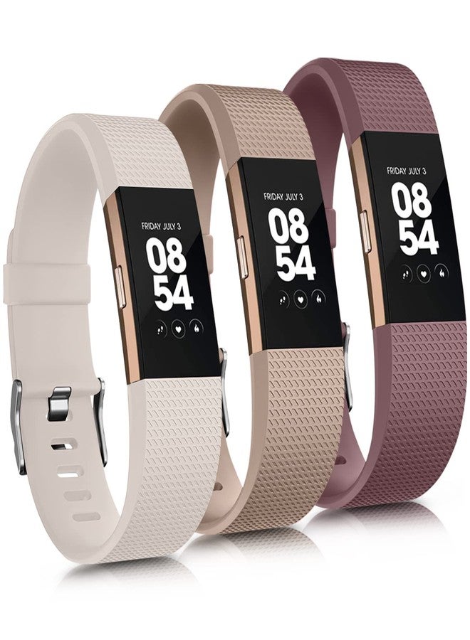 اي كي مجموعة من 3 أساور رياضية متوافقة مع Fitbit Charge 2 للرجال والنساء، أساور معصم بديلة قابلة للتعديل لـ Fitbit Charge 2 HR صغير وكبير (ضوء النجوم/شاي الحليب/بنفسجي دخاني، صغير) - Image 1
