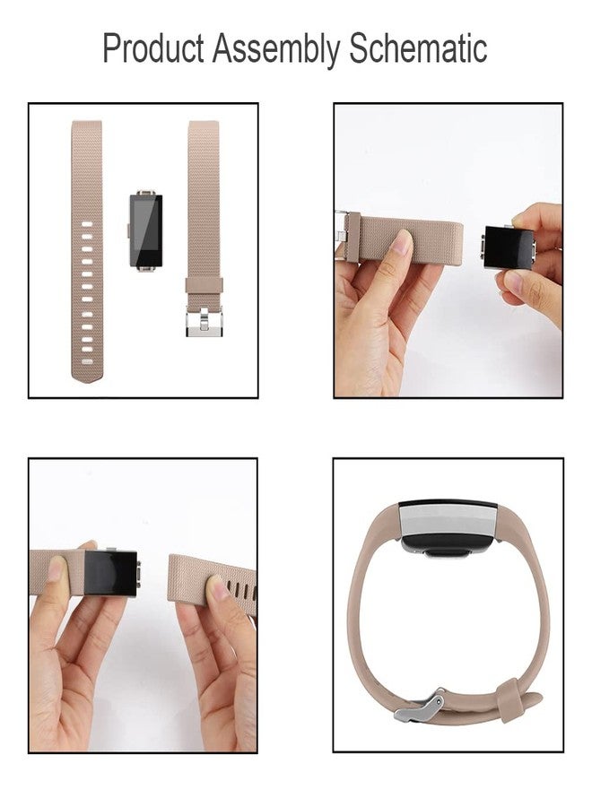 اي كي مجموعة من 3 أساور رياضية متوافقة مع Fitbit Charge 2 للرجال والنساء، أساور معصم بديلة قابلة للتعديل لـ Fitbit Charge 2 HR صغير وكبير (ضوء النجوم/شاي الحليب/بنفسجي دخاني، صغير) - Image 4