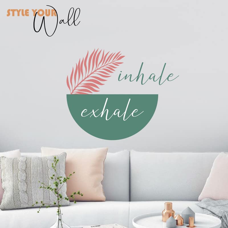 Kotart Leaf and Inhale Exhale Printed Vinyl Wall Decals for Living Room Bedroom Yoga Room Balcony Studio Wall Decor - Image 2