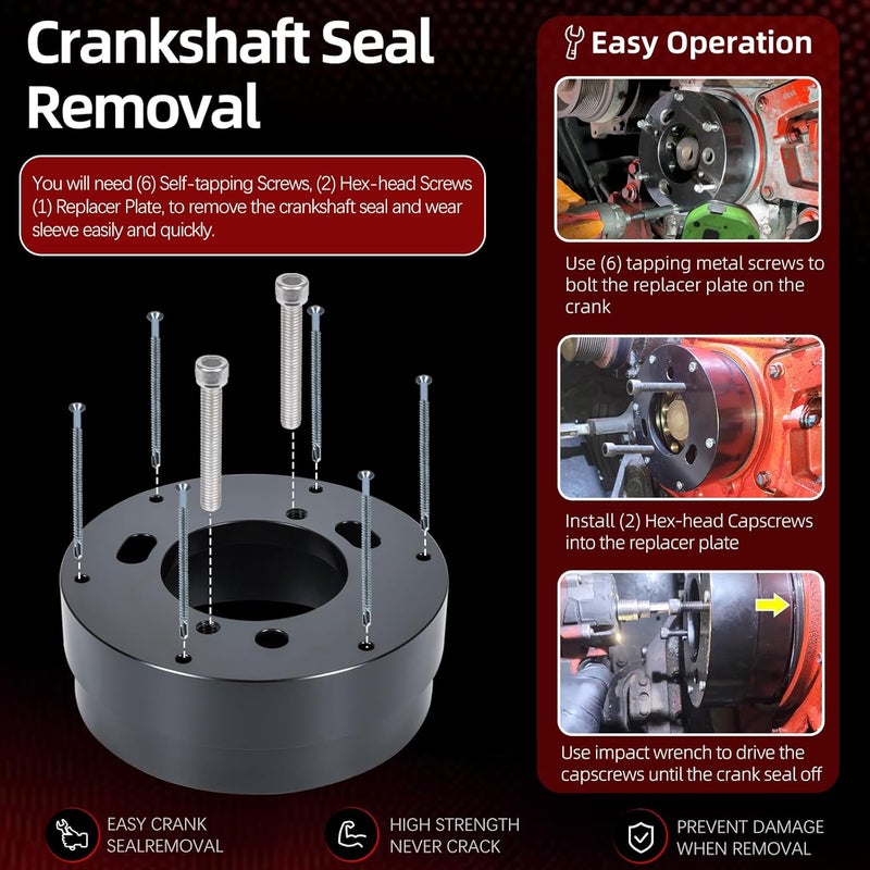 Sunluway 4918991 Crankshaft Front Seal & Wear Sleeve Remover Installer for Cummins ISX15 ISX12 - Image 4
