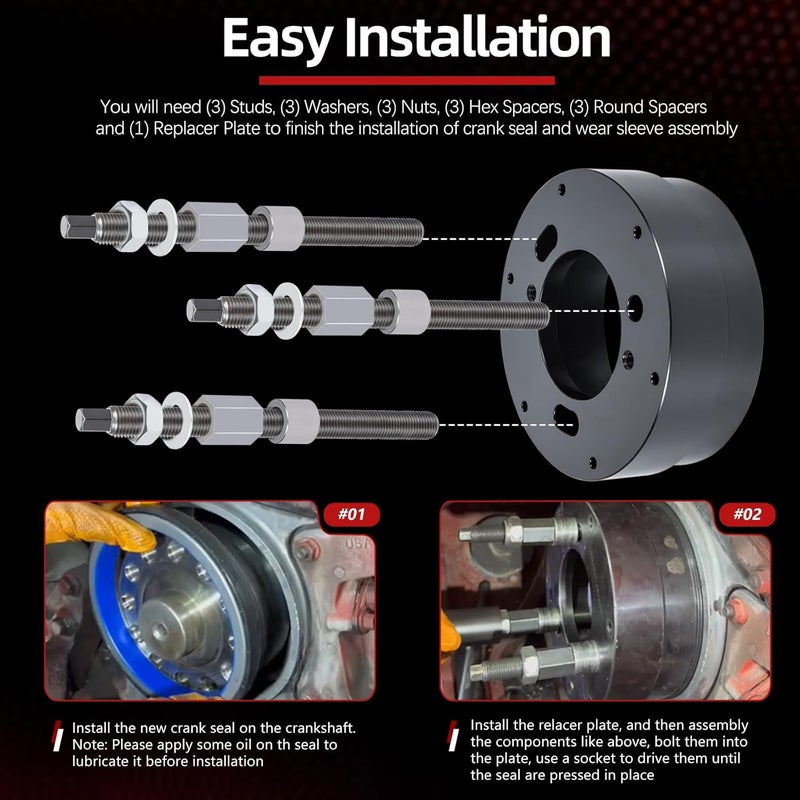 Sunluway 4918991 Crankshaft Front Seal & Wear Sleeve Remover Installer for Cummins ISX15 ISX12 - Image 5