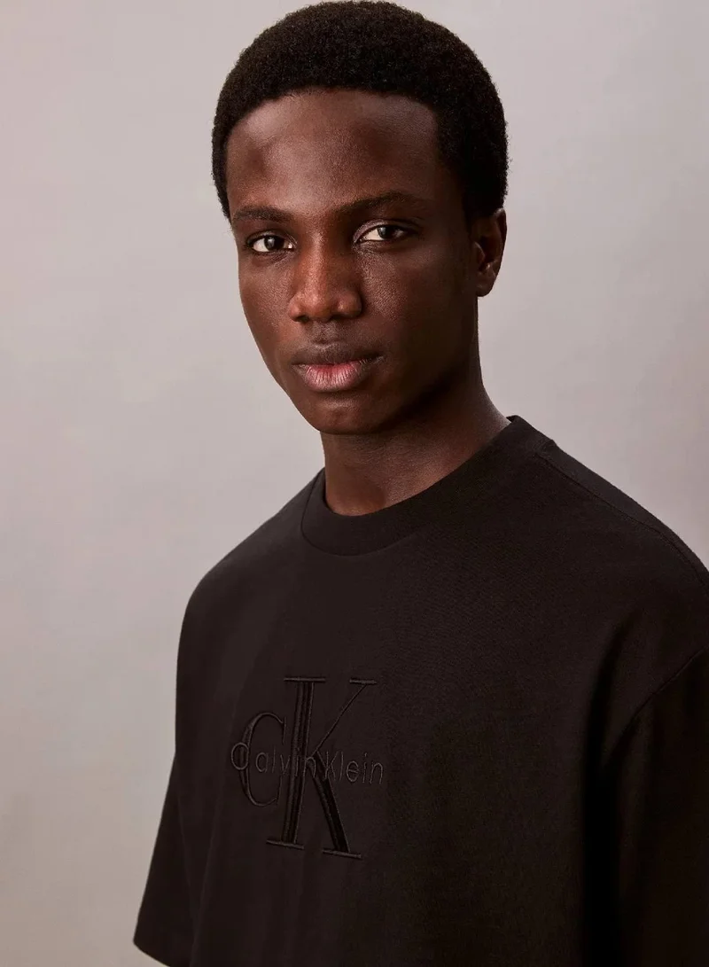 Calvin Klein Jeans Black Relaxed Monogram T-shirt for Men | Best Price UAE