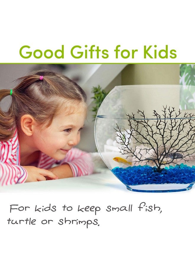 هايغر مجموعة حوض سمك زجاجي مفلطح صغير من هيغر، حوض سمك صغير يأتي مع أحجار ديكور حوض سمك زرقاء وزينة شجرة على شكل فرع مروحة بلاستيكية - Image 5