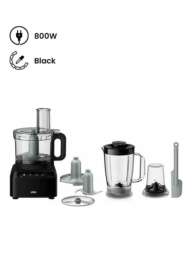 BRAUN Food Processor 800 W FP 3132 BK Black - Image 1
