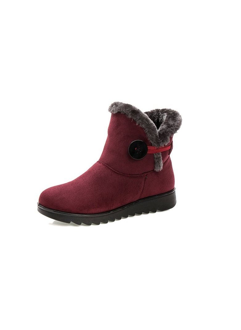 Loquat Women's Cotton Shoes, Warm Cotton Boots Wine Red 