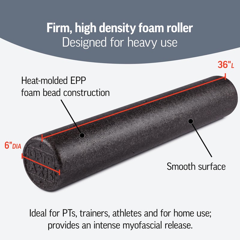 OPTP AXIS Firm Foam Roller, High Density Foam Roller for Physical Therapy, Yoga, Pilates, Fitness Exercise and Sports Training (Black, 36" X 6" Round) - Image 3