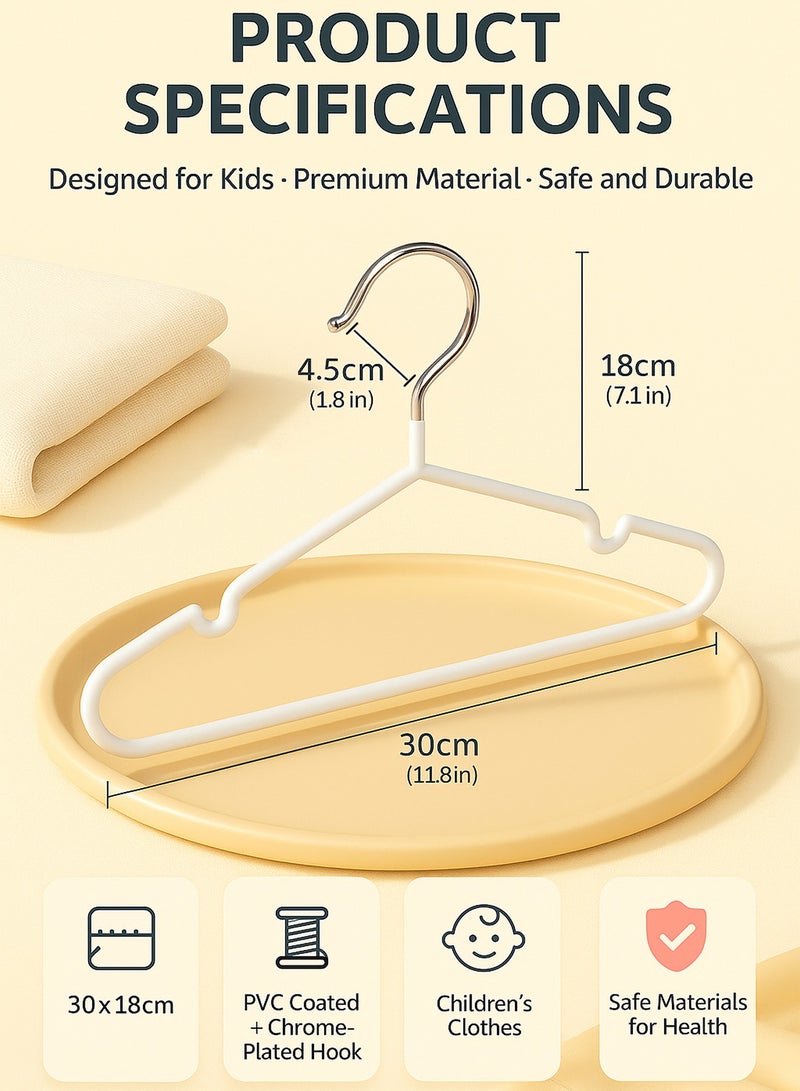 30 Pack Stainless Steel Kids Hangers Children's and Baby Non-Slip Metal Hangers (1-8 Years) 30 قطعة علاقة ملابس اطفال ستانلس ستيل - منظم خزانة اطفال Heavy Duty, Anti-Rust, Space Saving, Strong Grip for Jackets, School Uniforms  - Image 3