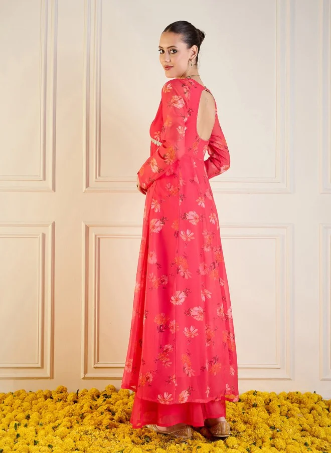 SASSAFRAS Floral Printed Anarkali Kurta for Women