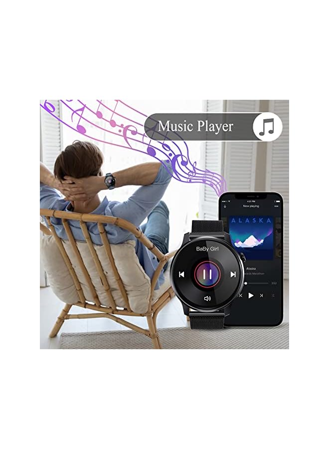 PROMASS ساعة ذكية للرجال والنساء مع مكالمة هاتفية (الاتصال / الاستقبال)، ساعة ذكية لتتبع اللياقة البدنية لهواتف Android iOS، مراقبة معدل ضربات القلب الصحية، مراقبة النوم، عداد السعرات الحرارية، تذكيرات الموسيقى، أوضاع الرياضة المتعددة - Image 5