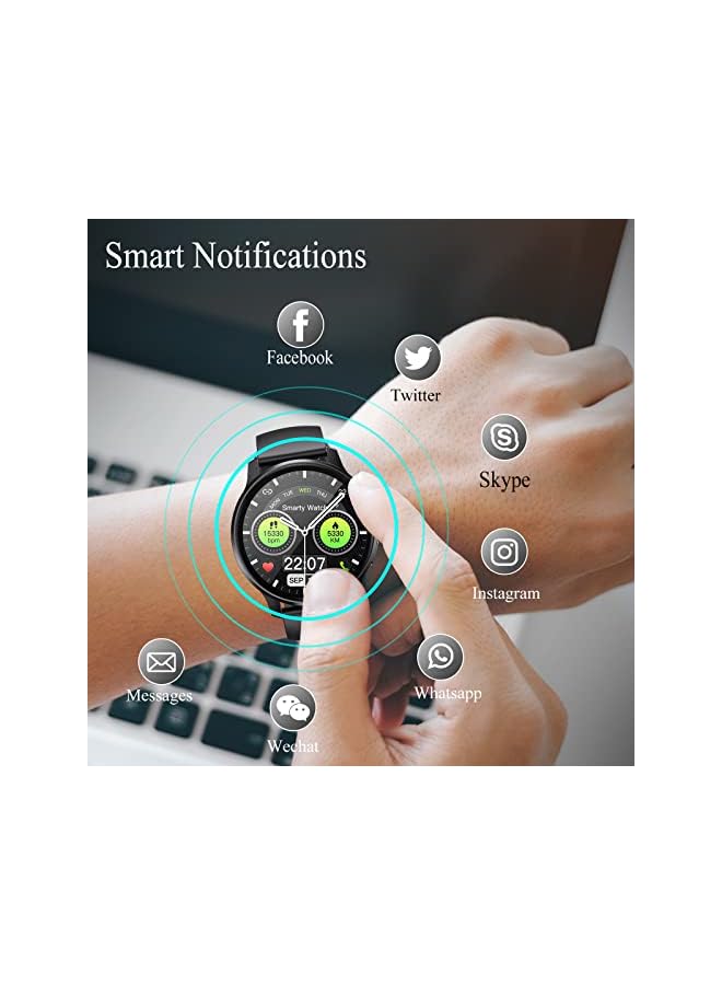PROMASS ساعة ذكية للرجال والنساء مع مكالمة هاتفية (الاتصال / الاستقبال)، ساعة ذكية لتتبع اللياقة البدنية لهواتف Android iOS، مراقبة معدل ضربات القلب الصحية، مراقبة النوم، عداد السعرات الحرارية، تذكيرات الموسيقى، أوضاع الرياضة المتعددة - Image 4