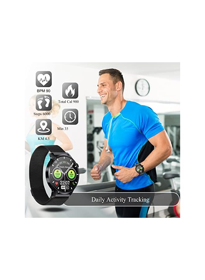 PROMASS ساعة ذكية للرجال والنساء مع مكالمة هاتفية (الاتصال / الاستقبال)، ساعة ذكية لتتبع اللياقة البدنية لهواتف Android iOS، مراقبة معدل ضربات القلب الصحية، مراقبة النوم، عداد السعرات الحرارية، تذكيرات الموسيقى، أوضاع الرياضة المتعددة - Image 2