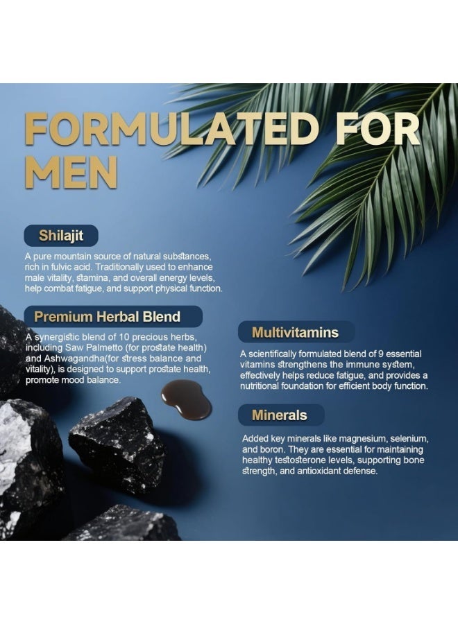 Totaria 5-in-1 Shilajit Liquid Drops for Men with Saw Palmetto, Ashwagandha, Pumpkin Seed Oil & Sea Moss , Supports Prostate, Hair, Energy & Immunity , Pineapple Flavor , 60 ML - Image 4